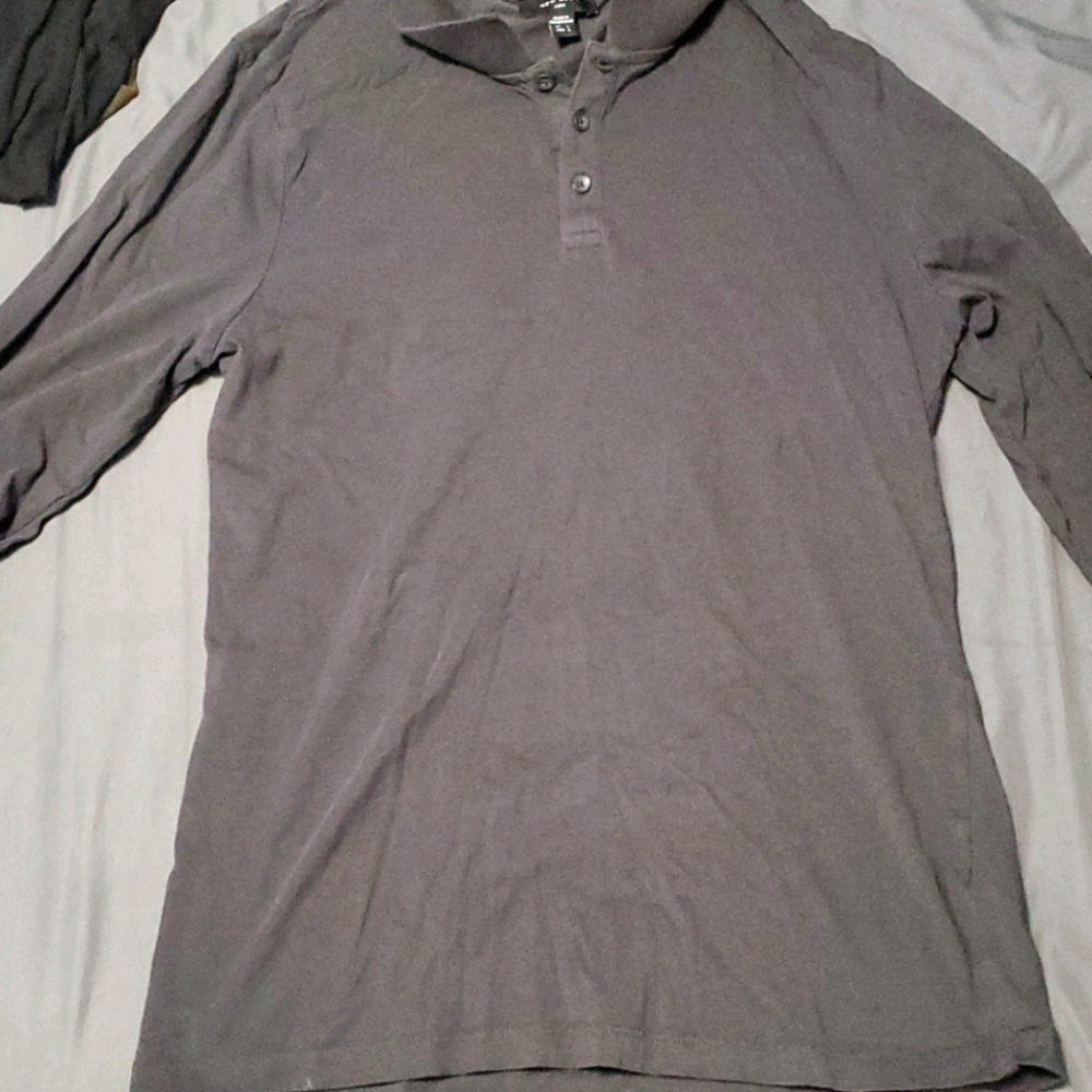 Dark Grey muscle fit long-sleeved polo